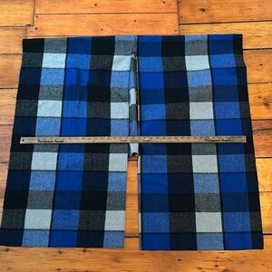 Handmade, indigo gray and black buffalo check oversized poncho scarf. Old money